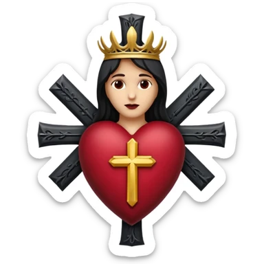Black and maroon Sacred heart with cross sticker
