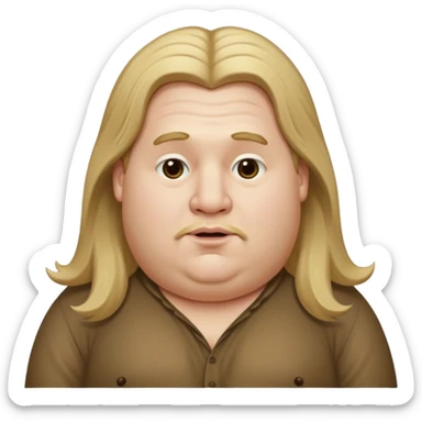 white boy fat with long dirty blond hair with big lips and long nose with super fat neck and big ears with long arms and fat body  sticker