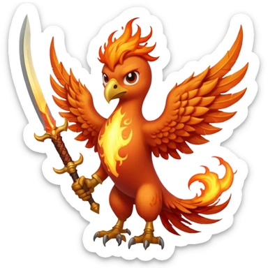 Phoenix holding two swords on fire  sticker