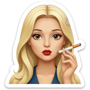 blonde gorgeous girl long hair with latina makeup smoking a cigarette and blowing smoke sticker