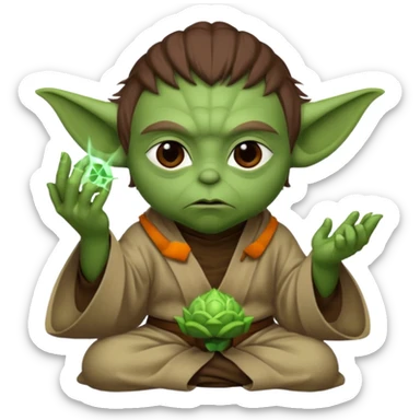 Yoda teaching Luke Jedi mind trick sticker