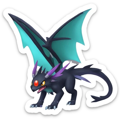 Edgy Cool Nargacuga-Noivern-Pokémon-fusion-cat Full Body sticker