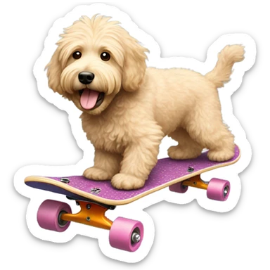 Blonde labradoodle skating  sticker