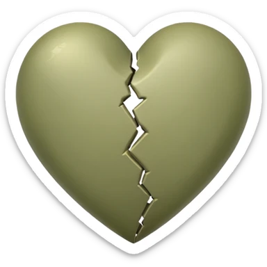 Pale olive broken heart sticker