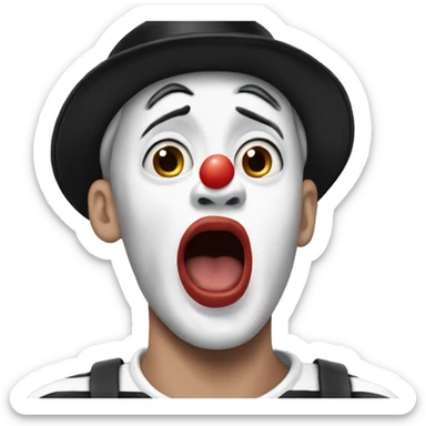 photorealistic The French Mime is in shocked sticker