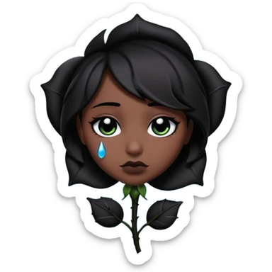 emo black rose with a teardrop sticker