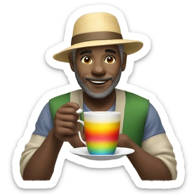 Rainbow tea drinker sticker