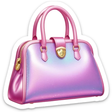 pink shiny sparkly glittery Barbie-style bag sticker