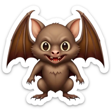 full body of vampire bat with fangs, front face  sticker