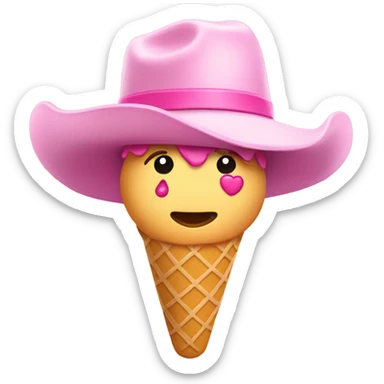 Ice cream with pink cowgirl hat sticker