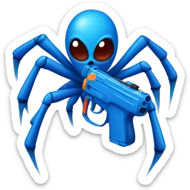 Spider with a water gun wearing a blue bandana  sticker