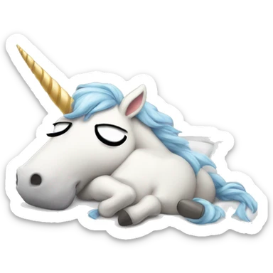 sick unicorn lying in bed sticker