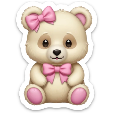 Cozy Bear with a pink bow sticker