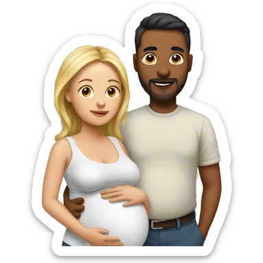 A pregnant woman with her husband  sticker