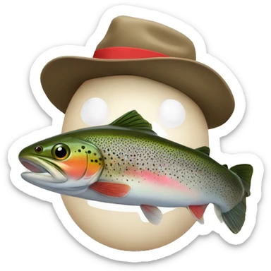 Trout with a hat sticker