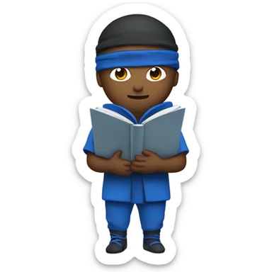 ninja reading book with blue clothes sticker
