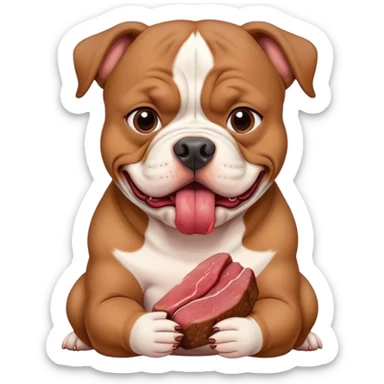 American bully eats meat sticker