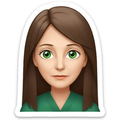 Pretty older woman with green eyes and long straight Ash-brown hair and long face  sticker