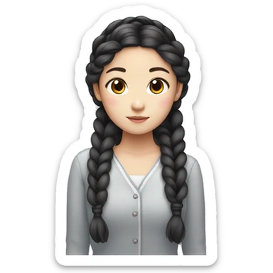 korean girl with braid sticker
