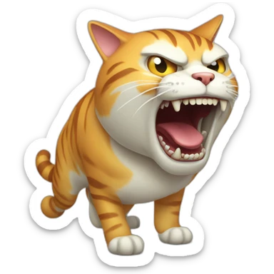 big fat cat screaming in terror body skull sticker