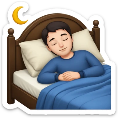 Rich man sleeping in a bed at night, dark hair, he is german very beautiful looks sticker