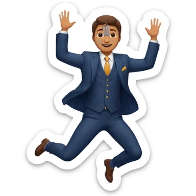 a man in a formal suit jumps with joy sticker