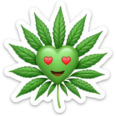 cannabis emoji with hearts sticker