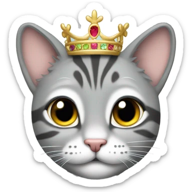 Gray tabby with tiara  sticker