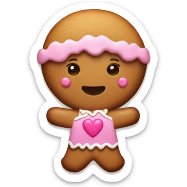 Gingerbread women with cute pink heart as a halo sticker
