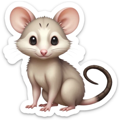 White soft natural realistic romantic vintage antique divine beautiful elegant pretty precious cute young youthful  Fakémon-Pokémon-alien-opossum-feline-rodent-hybrid-creature (full body) sticker