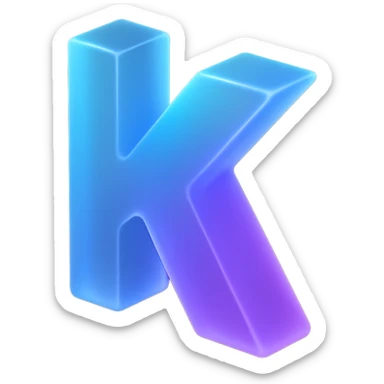 the letter K with a fancy colorful gradient for the color with blue and purple sticker
