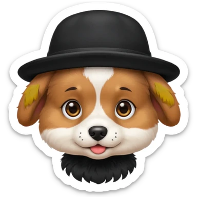 Baby dog with a black hat sticker