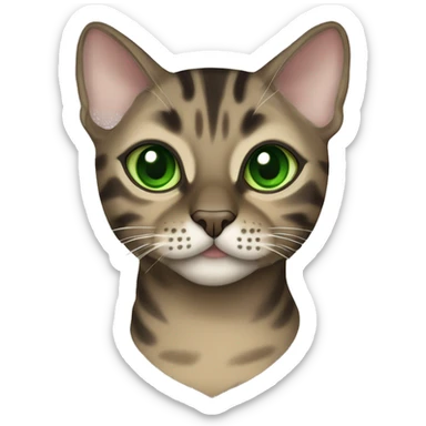 Sepia charcoal Bengal cat with Green eyes with Rosetten standing sticker
