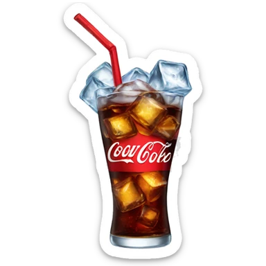 refreshing coke with ice cubes sticker