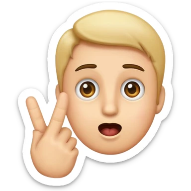 Emoji with the index finger next to the cheek mouth to sticker