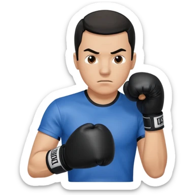   آدمی که بکس میکنه بالباس ابی دستکش مشکی مرد باشه sticker