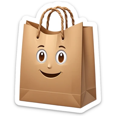 A paper shopping bag with twisted handles and slight crinkles sticker