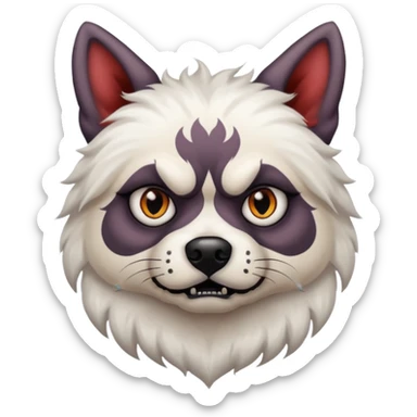 tattooed scary looking dog with heavy face tattoes, white dog sticker