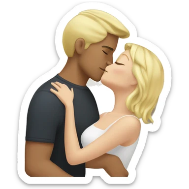 Blonde Man and blonde women kiss and hugs  sticker