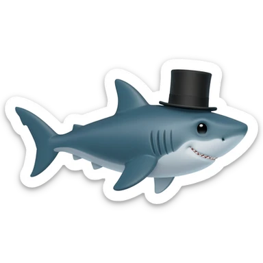Shark with a top hat sticker
