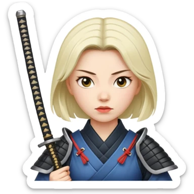 lady samurai holds katana sticker