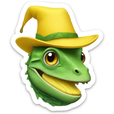 Lizard with banana hat sticker