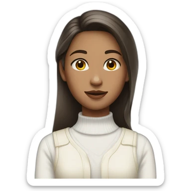 girl wearing a collared long sleeve white shirt under a white sweatervest sticker