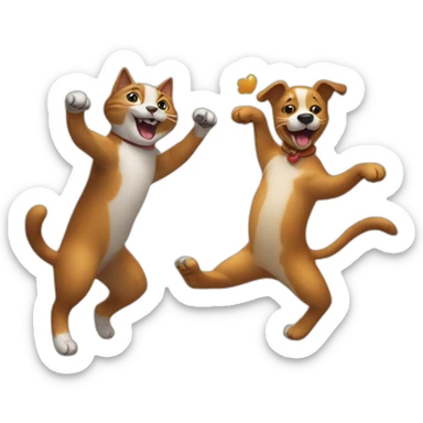 Funny dancing cat and dog sticker