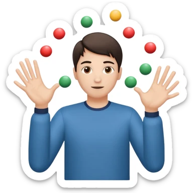 person mimicking juggling with hands in front of them but without the balls sticker