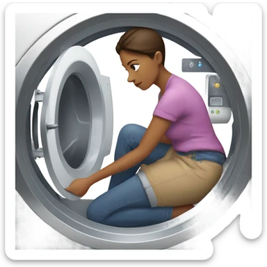 Lady doing laundry sticker