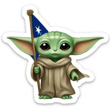  Baby Yoda holding the Brazilian flag sticker