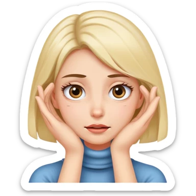 girl covering the front of her neck with two hands and rolling her eyes sticker