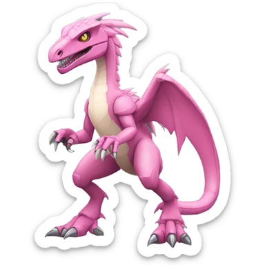  Edgy Pink Digimon-Fakemon-Velociraptor-Dragon-Mecha full body sticker
