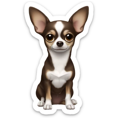 Chihuahua dark brown white on tesla, ears down sticker